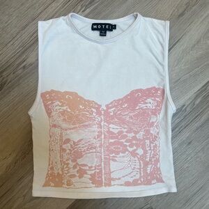 MOTEL corset graphic muscle tank